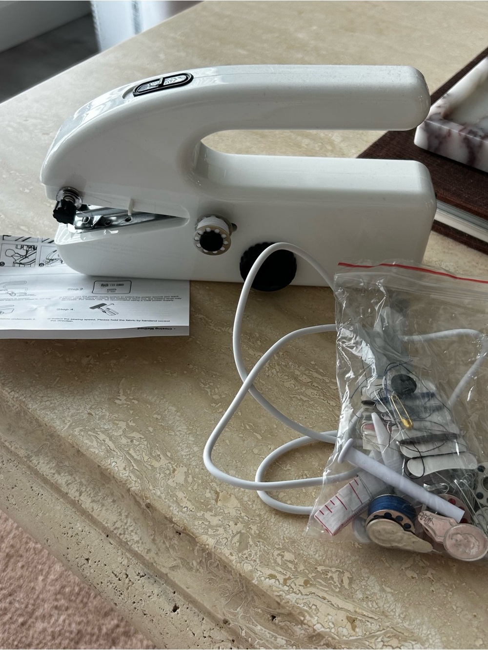 White Handheld Portable Sewing Machine - Compact Electric Stitcher
